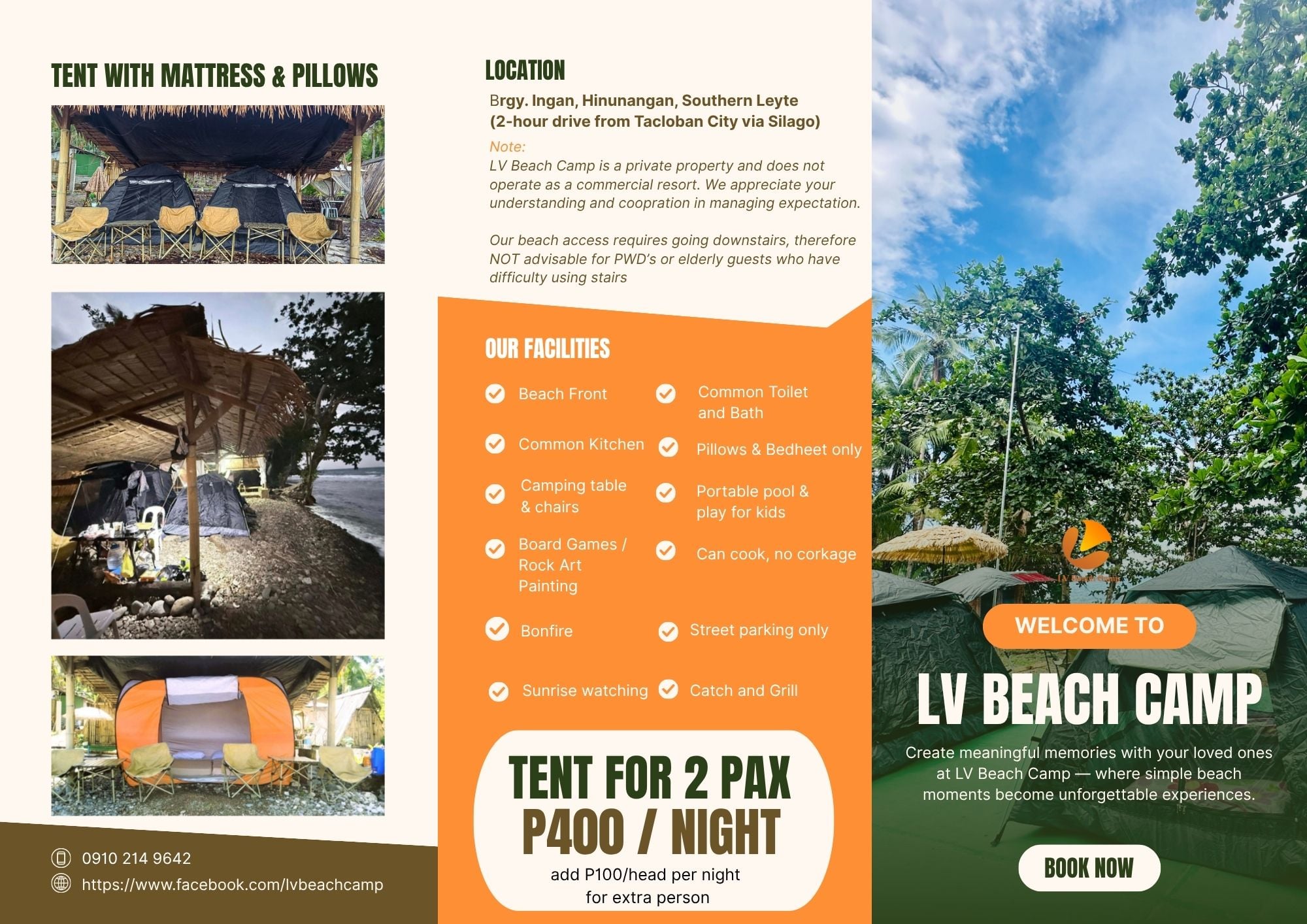 LV Beach Camp ₱400 Prepared Tent Package
