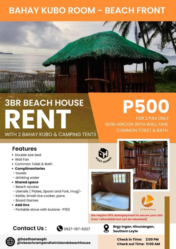 Twin Islands Beachfront Bahay Kubo Room